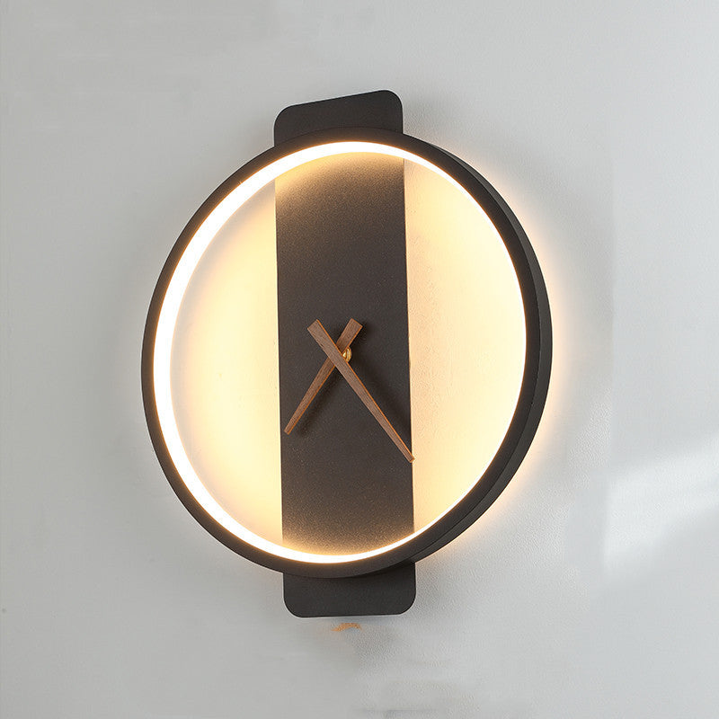 Lampă de perete nordică, lampă de noptieră pentru dormitor, lampă de modelare cu ceas