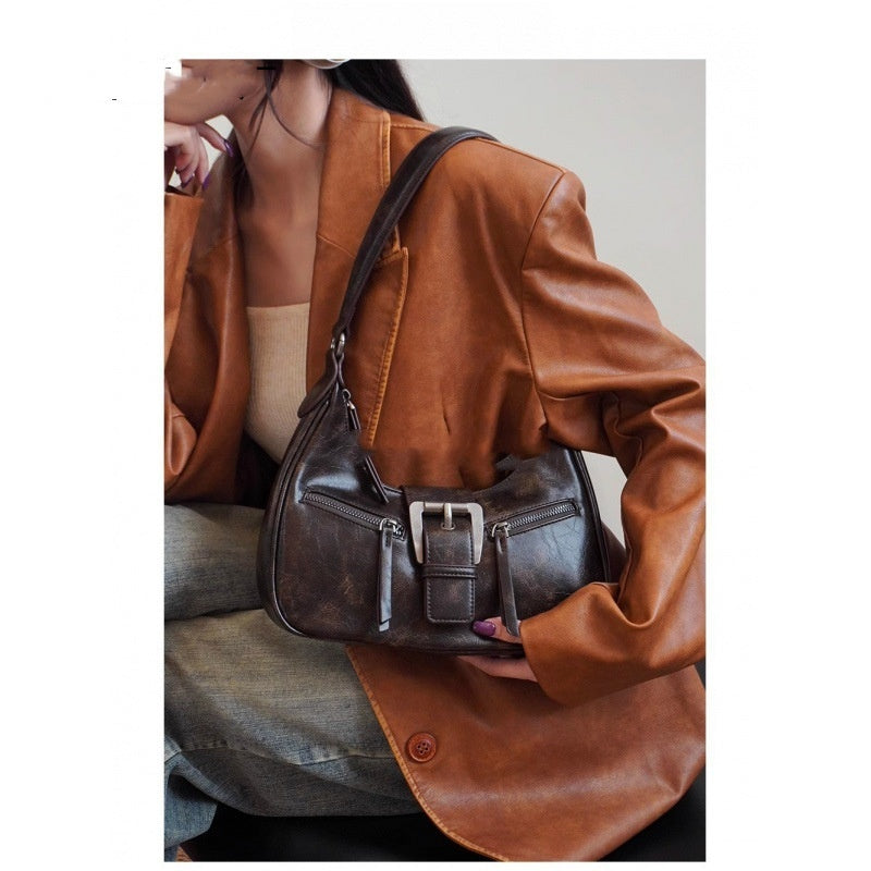Geantă de umăr retro pentru femei, geantă de subraț Crescent Crossbody