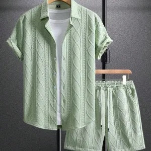 Bărbați sport casual cu mânecă scurtă, pantaloni scurți, costum din două piese